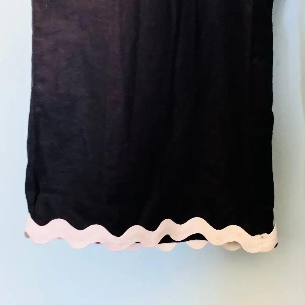 NWT Ann Taylor Linen Wide Leg Pants With Ricrac Scalloped Hem In Black Size 8 - Picture 4 of 10